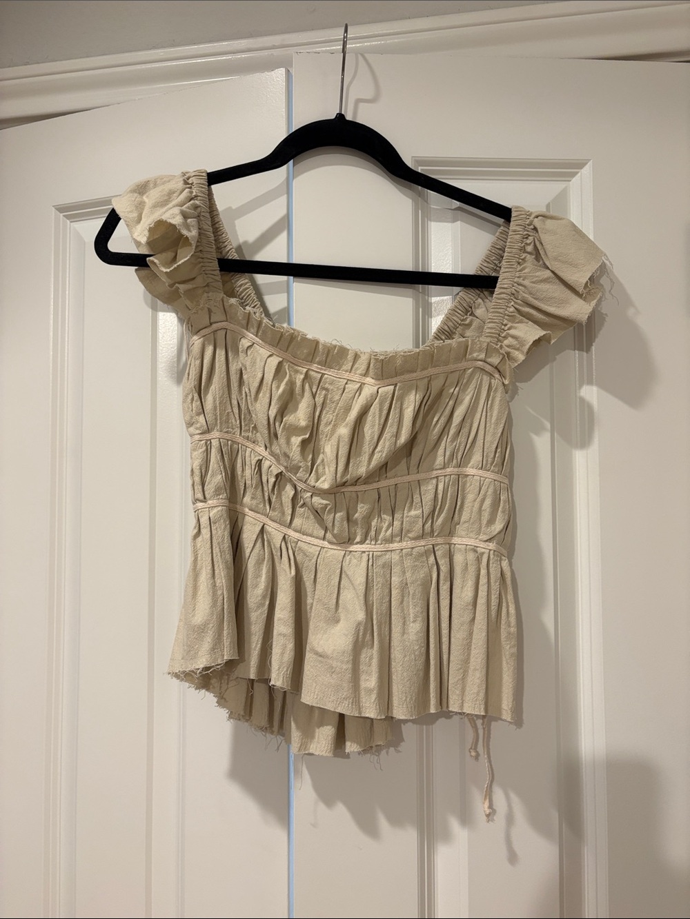 Beige Ruffle Peplum Women's Top